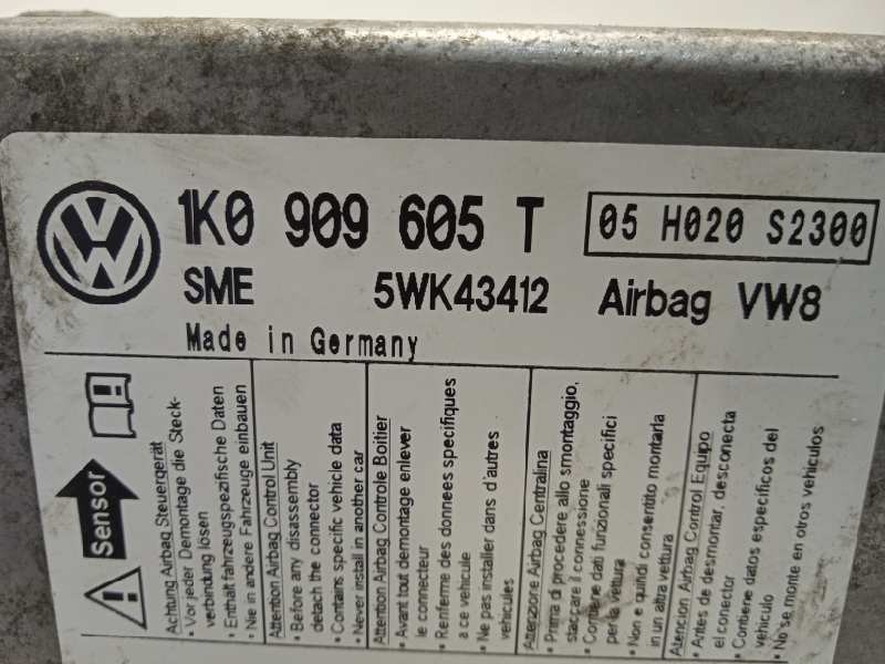 Recambio de centralita airbag para seat altea xl (5p5) 1.6 tdi referencia OEM IAM 1K0909605T 5WK43412 1K0909605T0S3