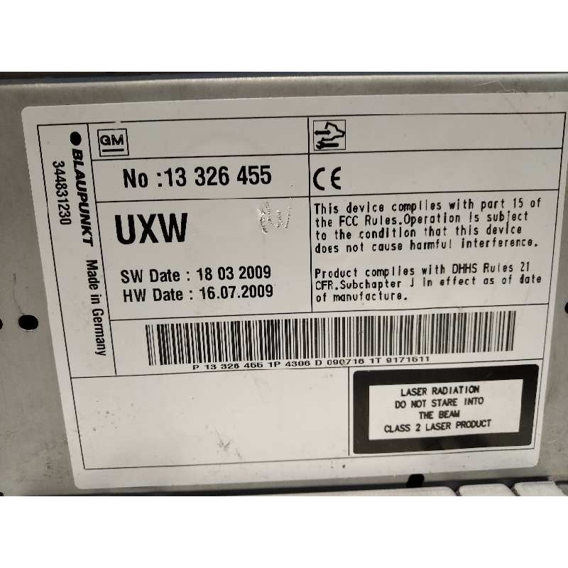 Recambio de sistema audio / radio cd para chevrolet cruze lt referencia OEM IAM 13326455  7612004306