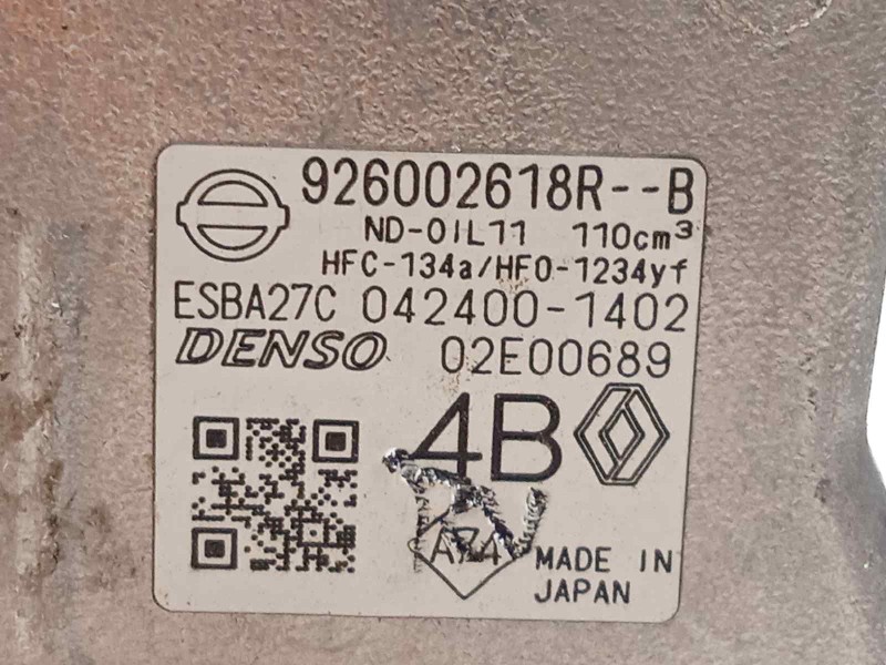 Recambio de compresor aire acondicionado para renault captur ii referencia OEM IAM 926002618R  