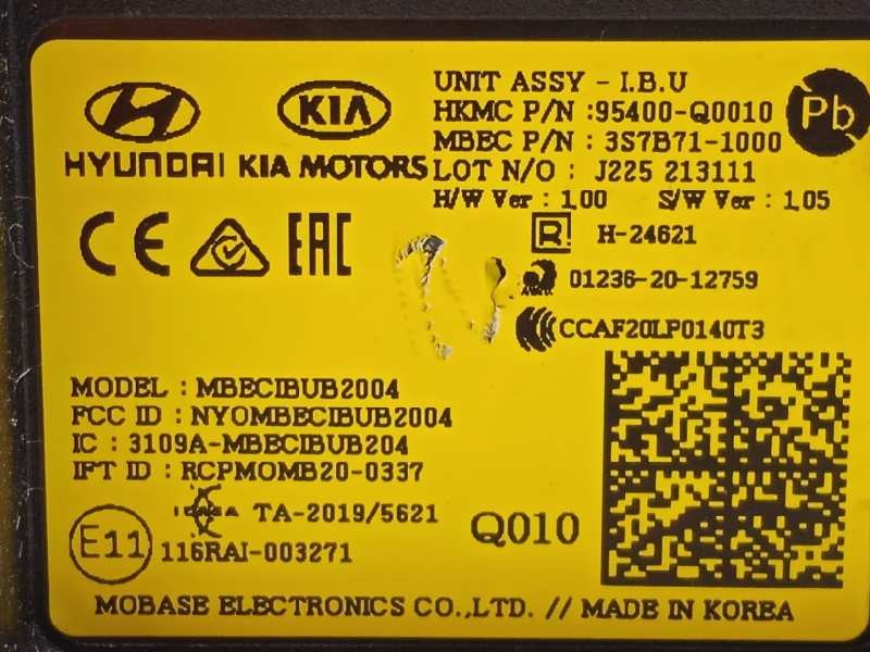 Recambio de modulo electronico para hyundai i20´20 ( bc3/bi3desde 08/20 ) referencia OEM IAM 95400Q0010  
