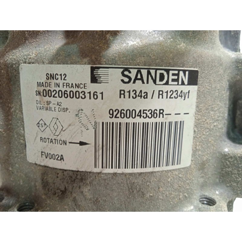 Recambio de compresor aire acondicionado para renault arkana 1.3 referencia OEM IAM 926004536R  SNC12