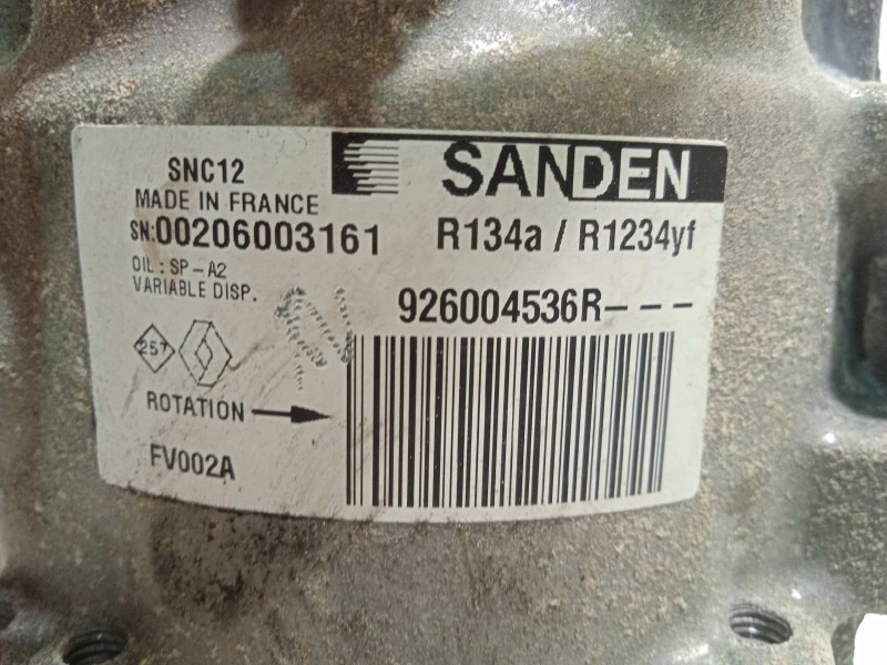 Recambio de compresor aire acondicionado para renault arkana 1.3 referencia OEM IAM 926004536R  SNC12