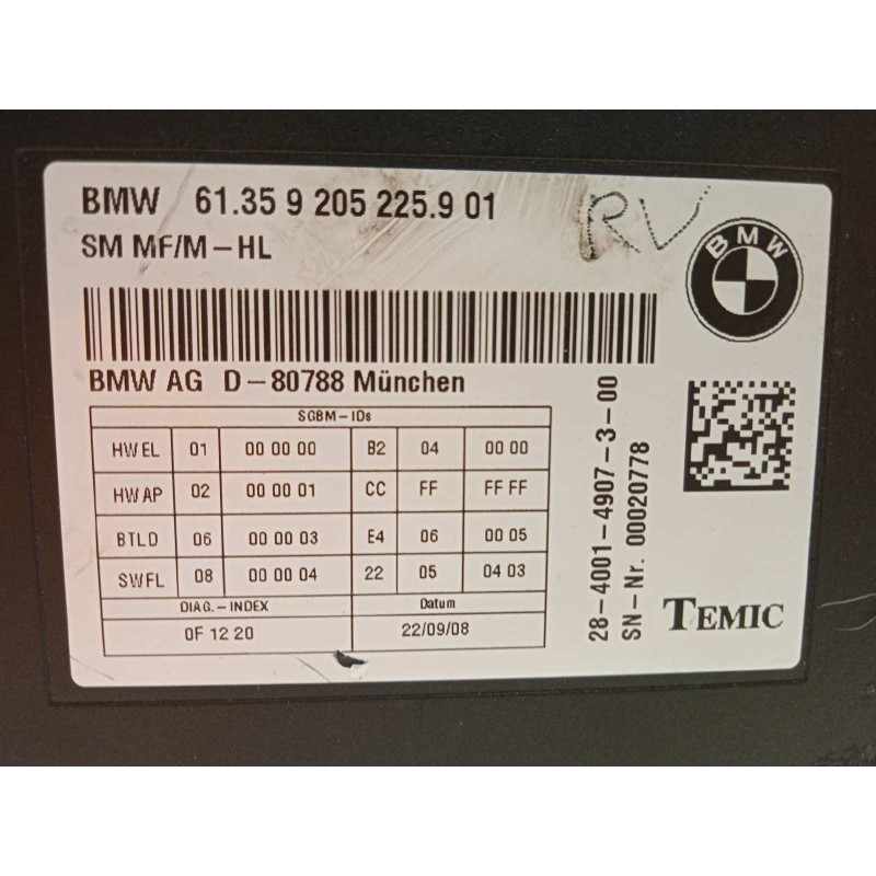 Recambio de modulo electronico para bmw serie 7 (f01/f02) 740i referencia OEM IAM 61359205225  