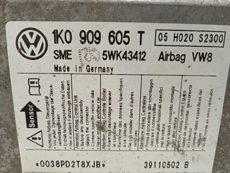 Recambio de centralita airbag para seat altea xl (5p5) 1.6 tdi referencia OEM IAM 1K0909605T 5WK43412 1K0909605T0S3