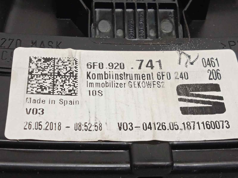Recambio de cuadro instrumentos para seat ibiza (kj1) style referencia OEM IAM 6F0920741  