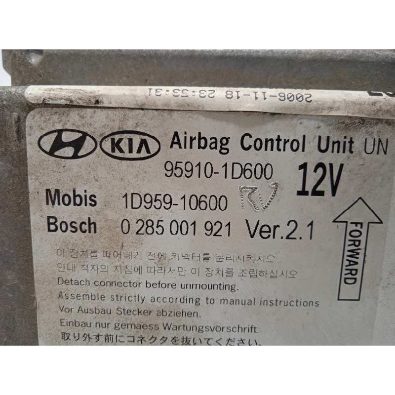 Recambio de centralita airbag para kia carens (un) 2.0 crdi referencia OEM IAM 959101D600  0285001921