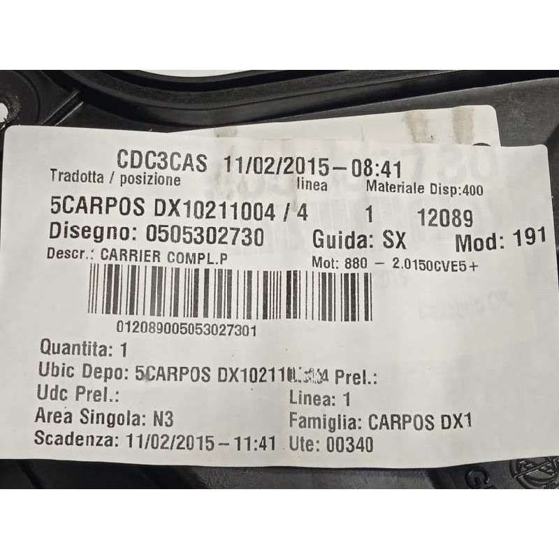 Recambio de elevalunas trasero derecho para alfa romeo giulietta (191) 1.6 jtdm cat referencia OEM IAM 0505302730  