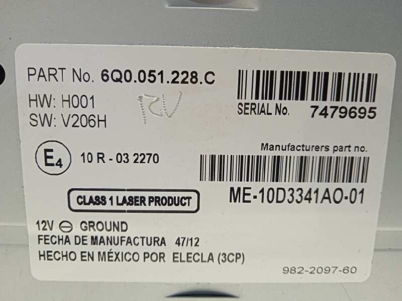 Recambio de sistema audio / radio cd para volkswagen polo (6r1) advance referencia OEM IAM 6Q0051228C  