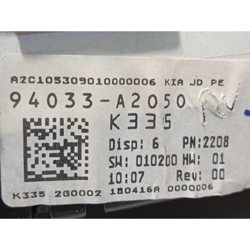 Recambio de cuadro instrumentos para kia cee´d 1.6 crdi cat referencia OEM IAM 94033A2050  