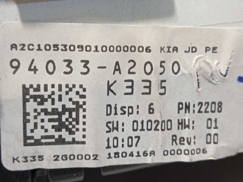 Recambio de cuadro instrumentos para kia cee´d 1.6 crdi cat referencia OEM IAM 94033A2050  