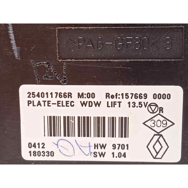 Recambio de mando elevalunas delantero izquierdo para renault kadjar 1.2 tce energy referencia OEM IAM 254011766R  