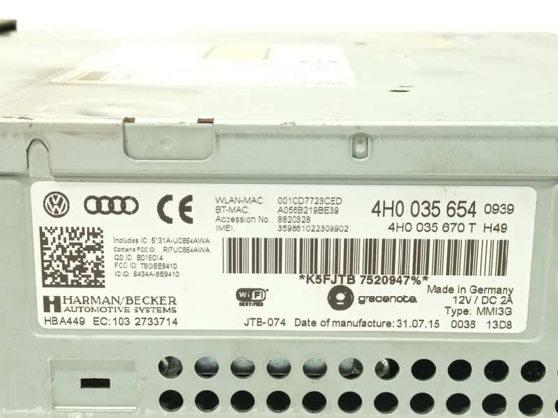 Recambio de sistema audio / radio cd para audi s8 (4hc) 4.0 tfsi quattro referencia OEM IAM 4H0035654  4H0035670T