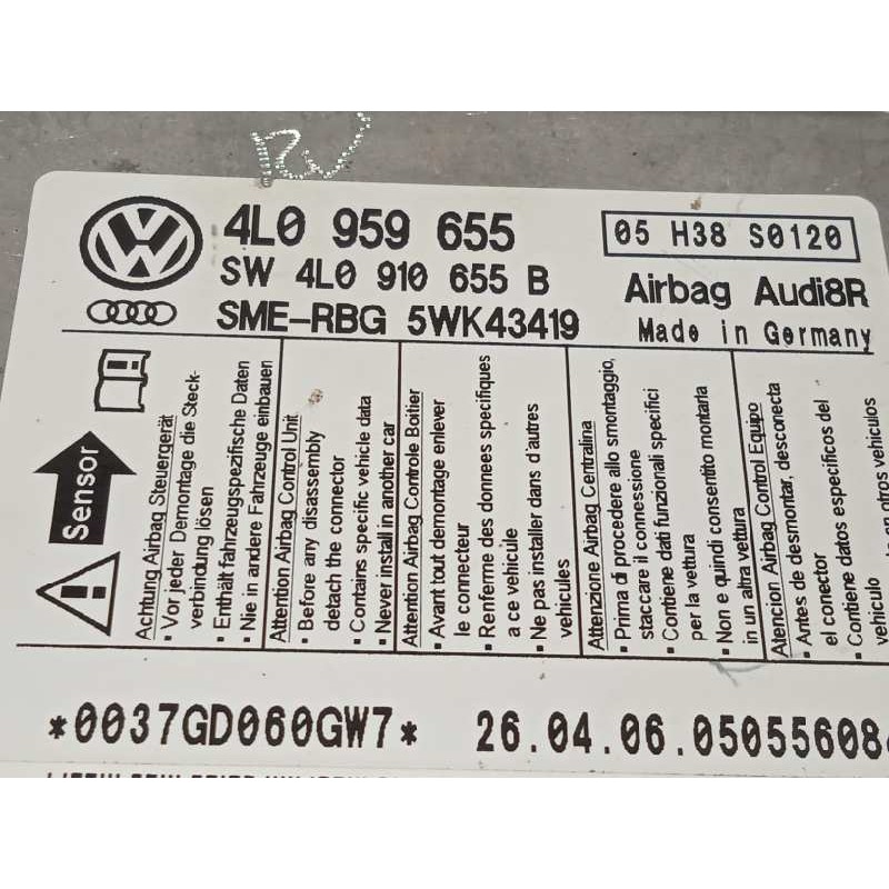 Recambio de centralita airbag para audi q7 (4l) 3.0 tdi referencia OEM IAM 4L0959655 4L0910655B 5WK43419