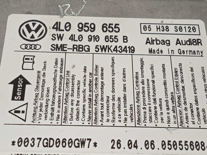 Recambio de centralita airbag para audi q7 (4l) 3.0 tdi referencia OEM IAM 4L0959655 4L0910655B 5WK43419