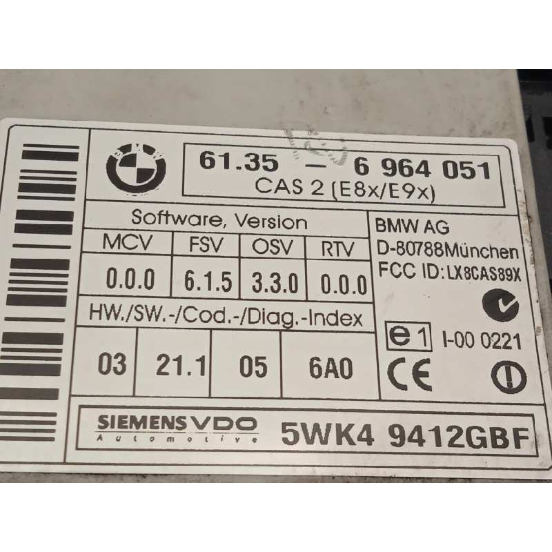 Recambio de centralita cierre para bmw serie 1 berlina (e81/e87) 120d referencia OEM IAM 61356964051  5WK49412GBF