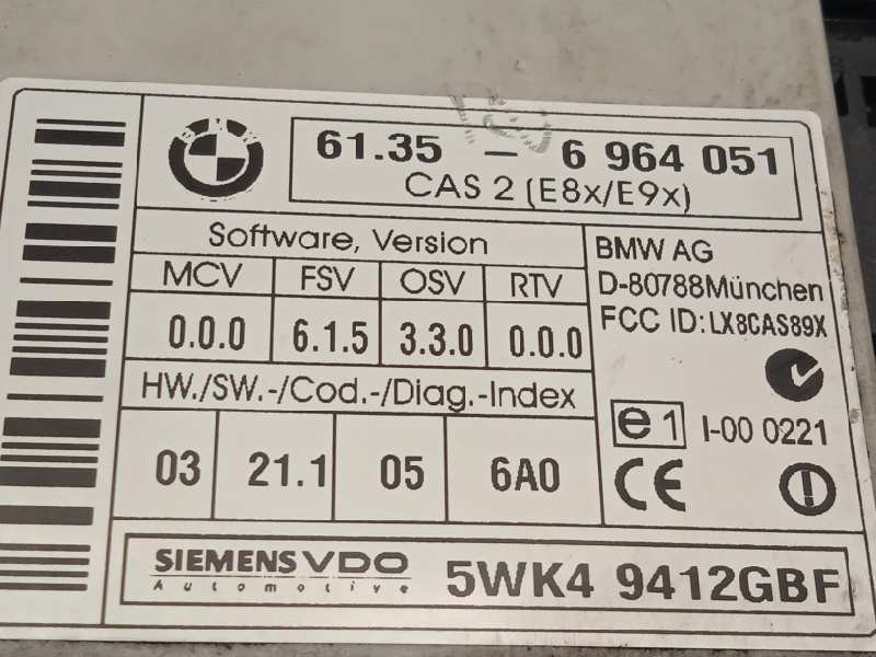 Recambio de centralita cierre para bmw serie 1 berlina (e81/e87) 120d referencia OEM IAM 61356964051  5WK49412GBF