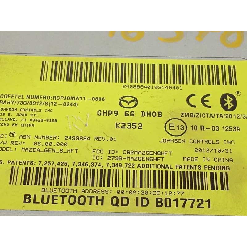 Recambio de modulo electronico para mazda 6 lim. (gh)(.2012) luxury referencia OEM IAM GHP966DH0B  GHP9