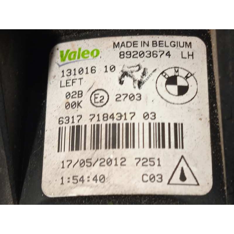 Recambio de faro antiniebla izquierdo para bmw x5 (e70) xdrive40d referencia OEM IAM 63177184317  