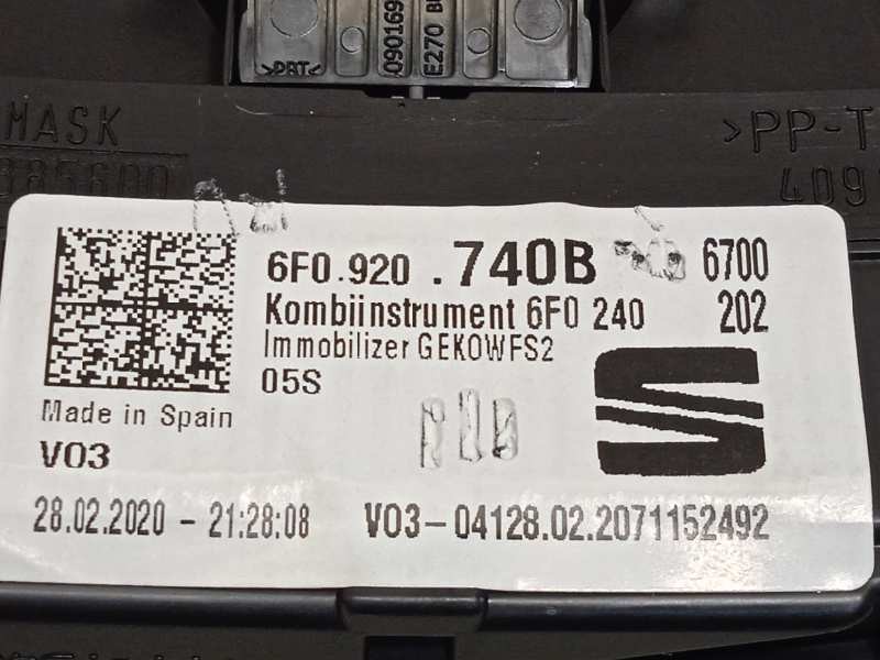 Recambio de cuadro instrumentos para seat ibiza (kj1) style referencia OEM IAM 6F0920740B  