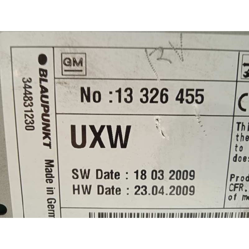 Recambio de sistema audio / radio cd para opel insignia berlina 2.0 16v cdti referencia OEM IAM 13326455  7612004306