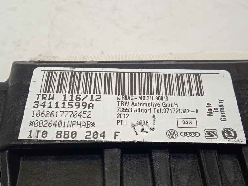 Recambio de airbag delantero derecho para volkswagen touran (1t3) advance referencia OEM IAM 1T0880204F  