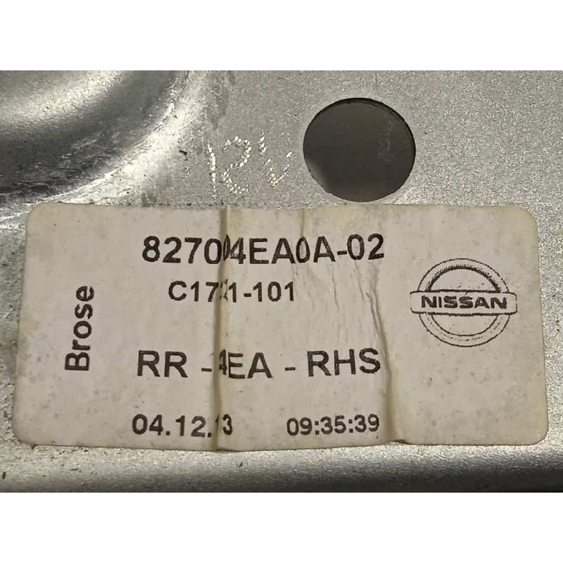 Recambio de elevalunas trasero derecho para nissan qashqai (j11) 1.6 dci turbodiesel cat referencia OEM IAM 827004EA0A  