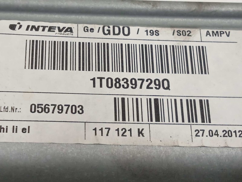 Recambio de elevalunas trasero izquierdo para volkswagen touran (1t3) advance referencia OEM IAM 1T0839729Q 5K0959703A 1T0839755