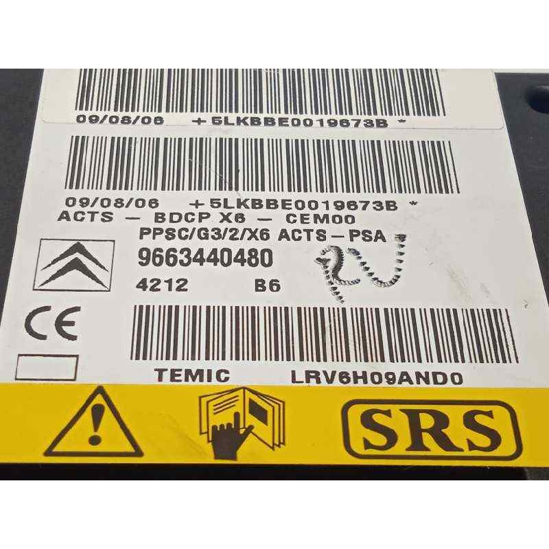 Recambio de centralita airbag para citroën c6 3.0 v6 24v referencia OEM IAM 9663440480  