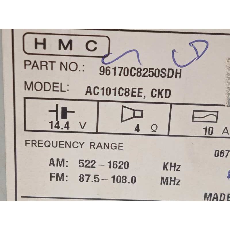 Recambio de sistema audio / radio cd para hyundai i20 1.2 16v cat referencia OEM IAM 96170C8250SDH  