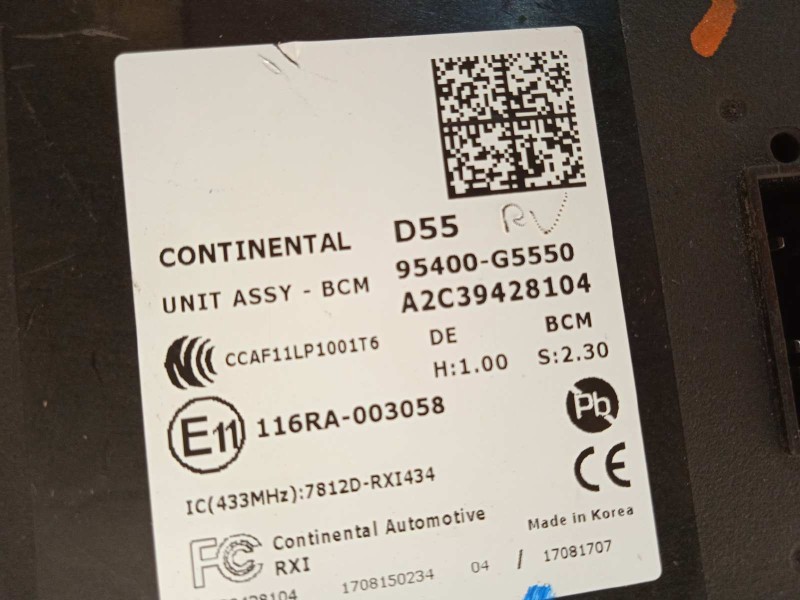 Recambio de modulo electronico para kia niro drive referencia OEM IAM 95400G5550  A2C39428104