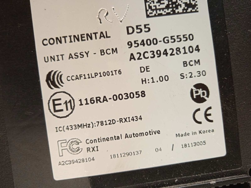 Recambio de modulo electronico para kia niro drive referencia OEM IAM 95400G5550  A2C39428104