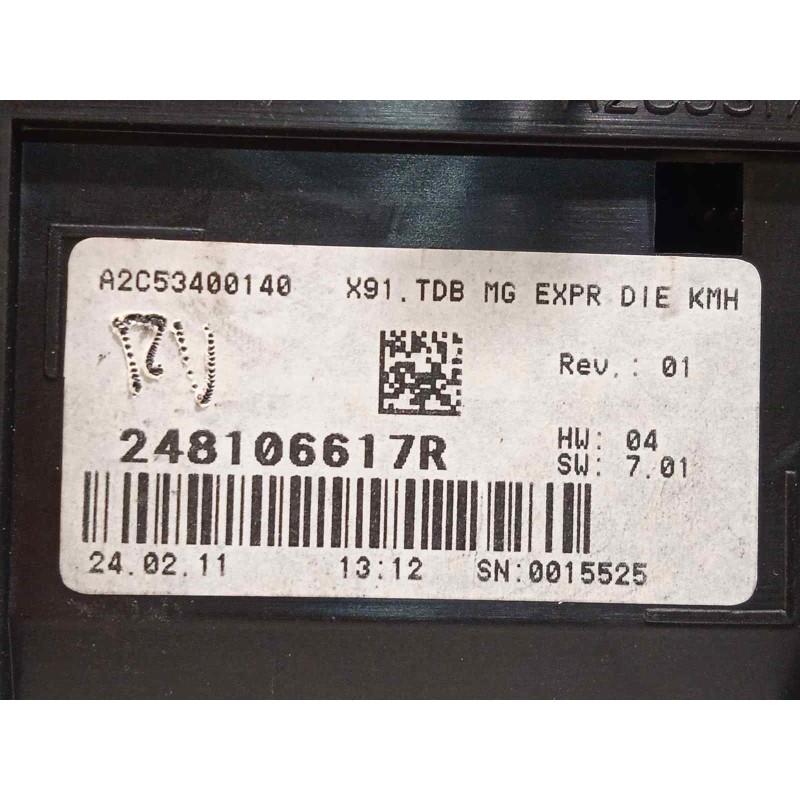 Recambio de cuadro instrumentos para renault laguna grandtour iii dynamique referencia OEM IAM 248106617R  