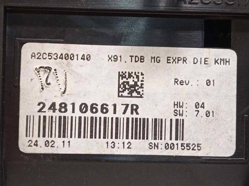 Recambio de cuadro instrumentos para renault laguna grandtour iii dynamique referencia OEM IAM 248106617R  