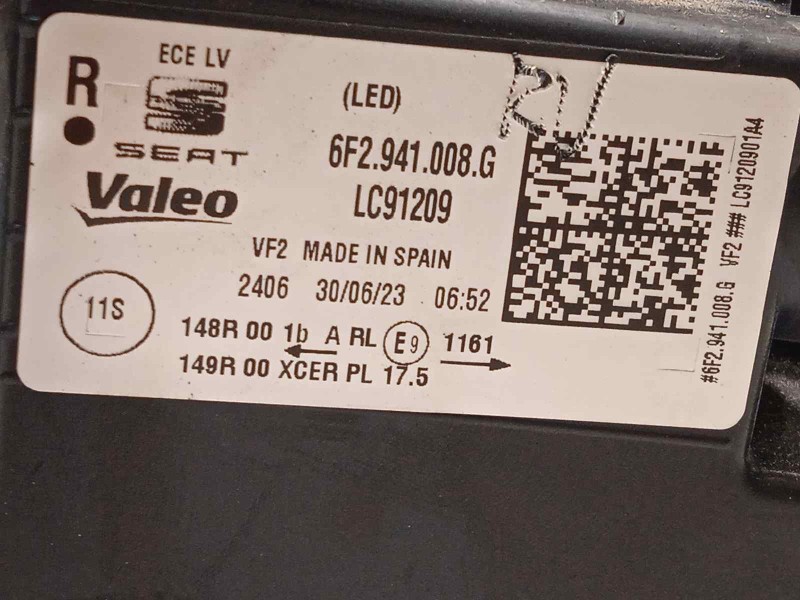 Recambio de faro derecho para seat arona fr referencia OEM IAM 6F2941008G  6F2941774