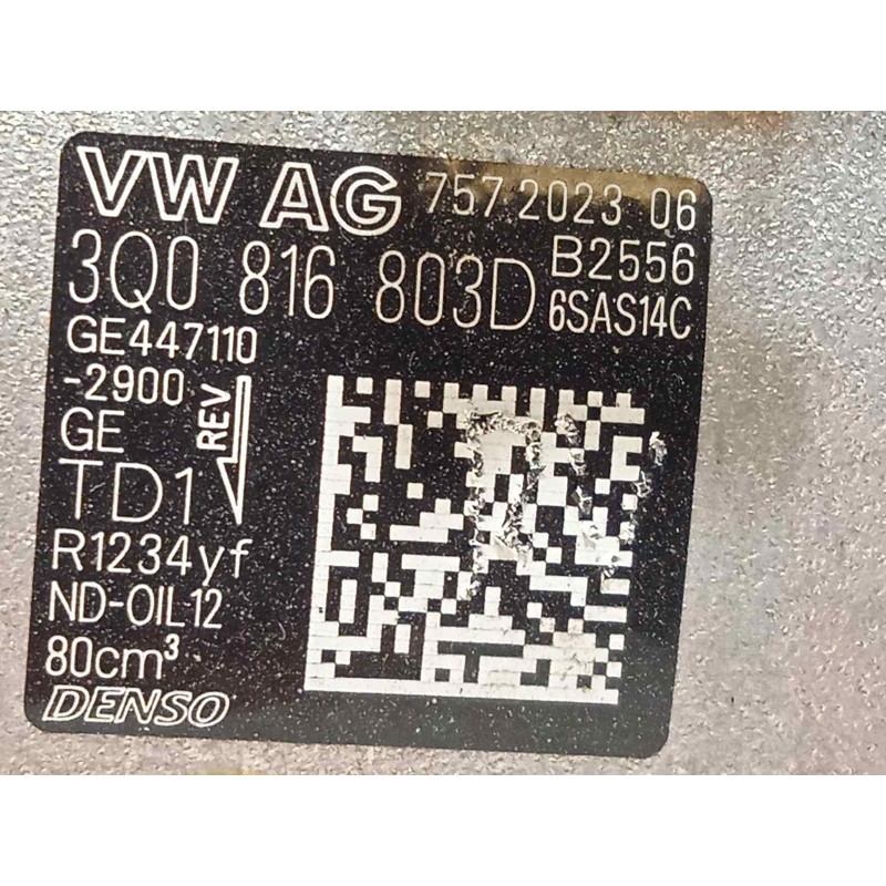 Recambio de compresor aire acondicionado para seat arona fr referencia OEM IAM 3Q0816803D  6SAS14C