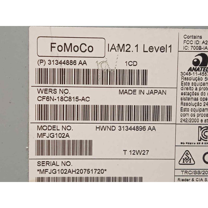 Recambio de sistema audio / radio cd para land rover evoque pure referencia OEM IAM 31344886AA LR043521 CF6N18C815AC