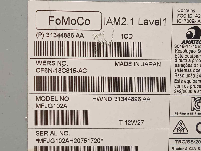 Recambio de sistema audio / radio cd para land rover evoque pure referencia OEM IAM 31344886AA LR043521 CF6N18C815AC