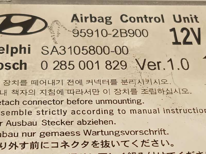 Recambio de centralita airbag para hyundai santa fe (bm) 2.2 crdi cat referencia OEM IAM 959102B900  0285001829