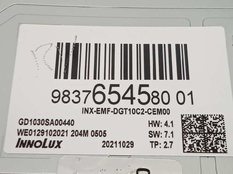 Recambio de pantalla multifuncion para peugeot 308 1.2 allure puretech referencia OEM IAM 9837654580  