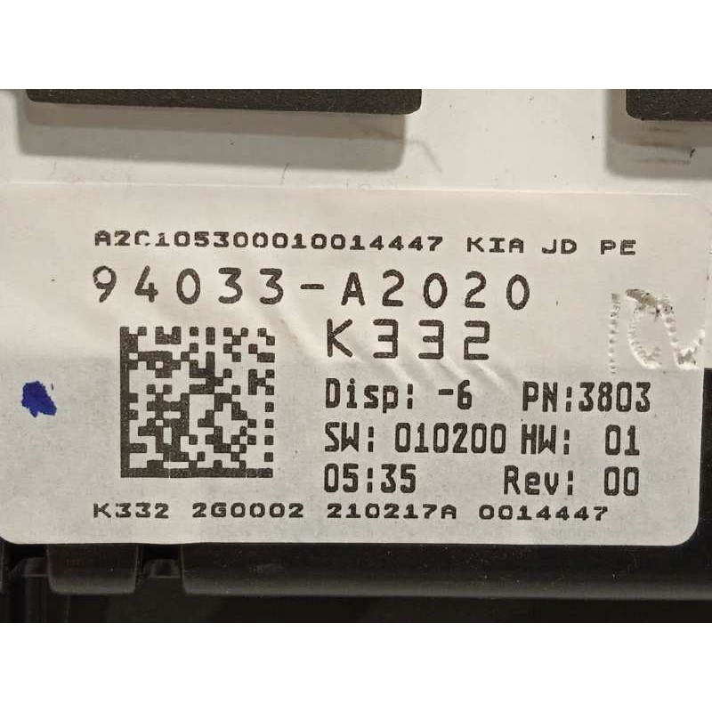 Recambio de cuadro instrumentos para kia cee´d 1.4 crdi cat referencia OEM IAM 94033A2020  
