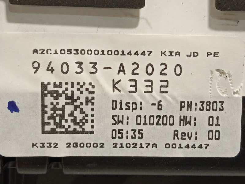 Recambio de cuadro instrumentos para kia cee´d 1.4 crdi cat referencia OEM IAM 94033A2020  