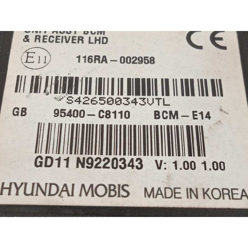 Recambio de centralita confort para hyundai i20 1.2 16v cat referencia OEM IAM 95400C8110  