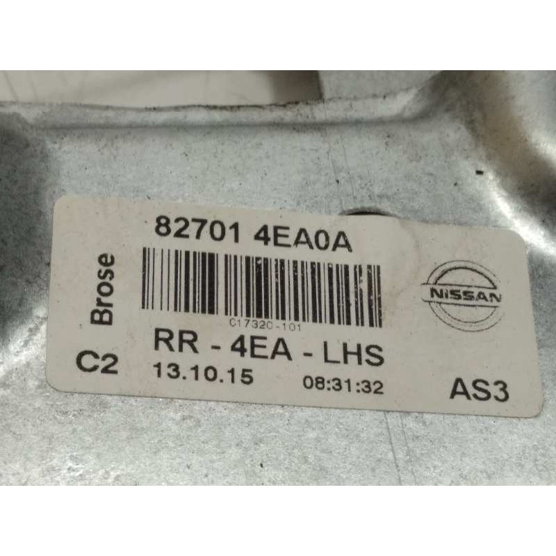 Recambio de elevalunas trasero izquierdo para nissan qashqai (j11) 1.5 turbodiesel cat referencia OEM IAM 827014EA0A  