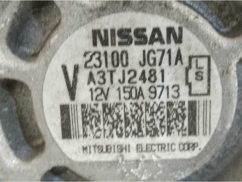 Recambio de alternador para renault koleos 2.0 dci diesel fap cat referencia OEM IAM 23100JG71A  