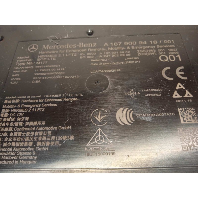 Recambio de modulo electronico para mercedes-benz clase glc coupe (bm 253)(6.2016) referencia OEM IAM A1679009418  