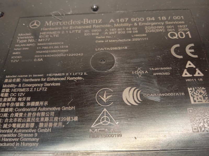 Recambio de modulo electronico para mercedes-benz clase glc coupe (bm 253)(6.2016) referencia OEM IAM A1679009418  