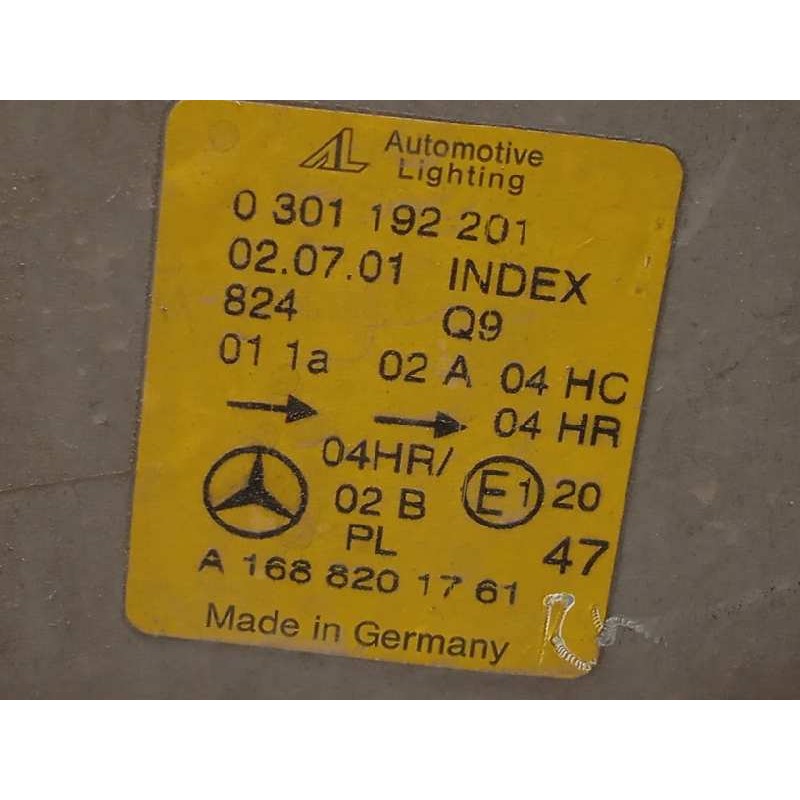 Recambio de faro izquierdo para mercedes-benz clase a (w168) referencia OEM IAM A1688201761  0301192201