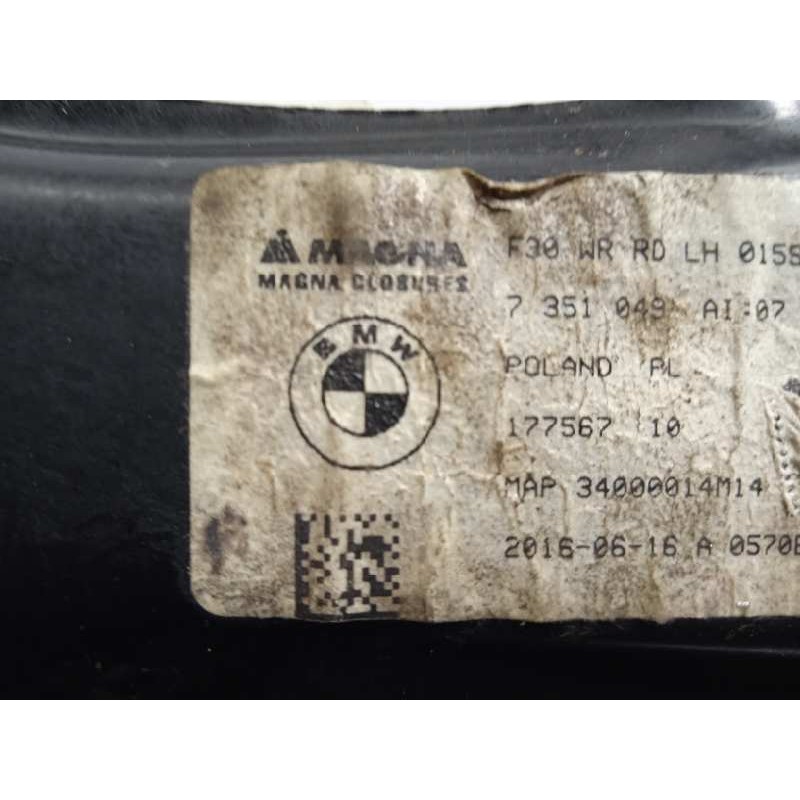 Recambio de elevalunas trasero izquierdo para bmw serie 3 lim. (f30) 316d referencia OEM IAM 7351049  