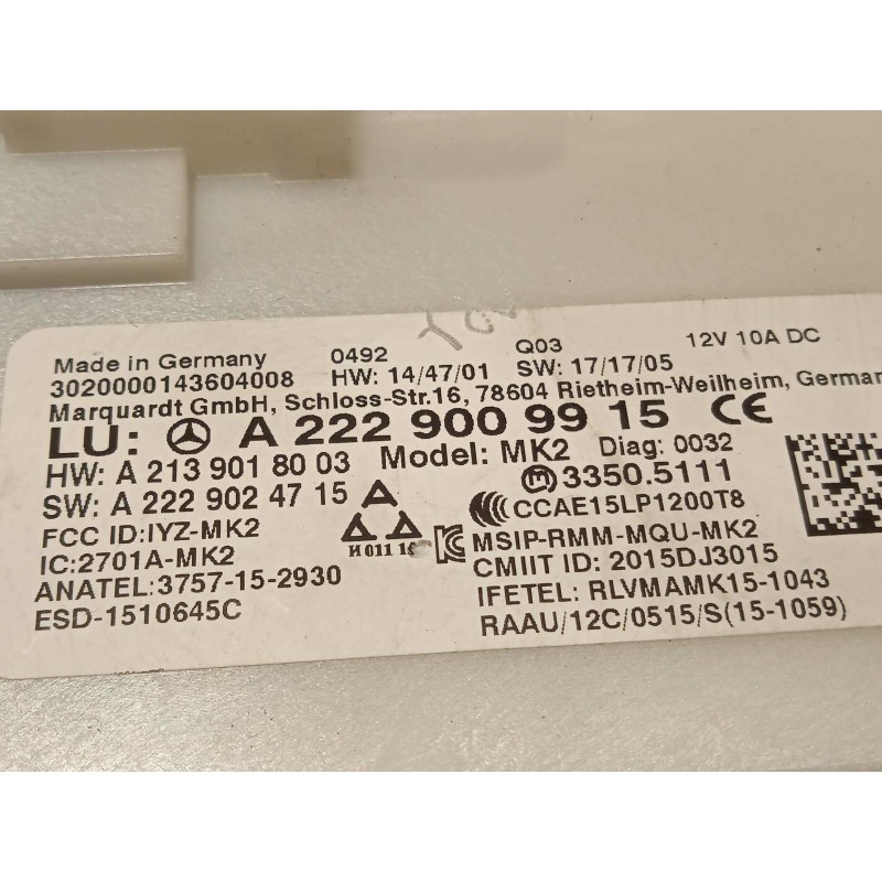 Recambio de modulo electronico para mercedes-benz clase glc coupe (bm 253)(6.2016) referencia OEM IAM A2229009915  