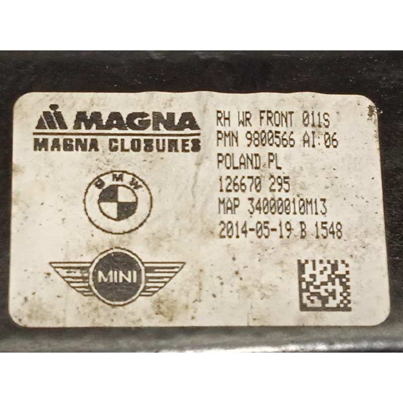 Recambio de elevalunas delantero derecho para bmw mini countryman (r60) one d referencia OEM IAM 9800566  